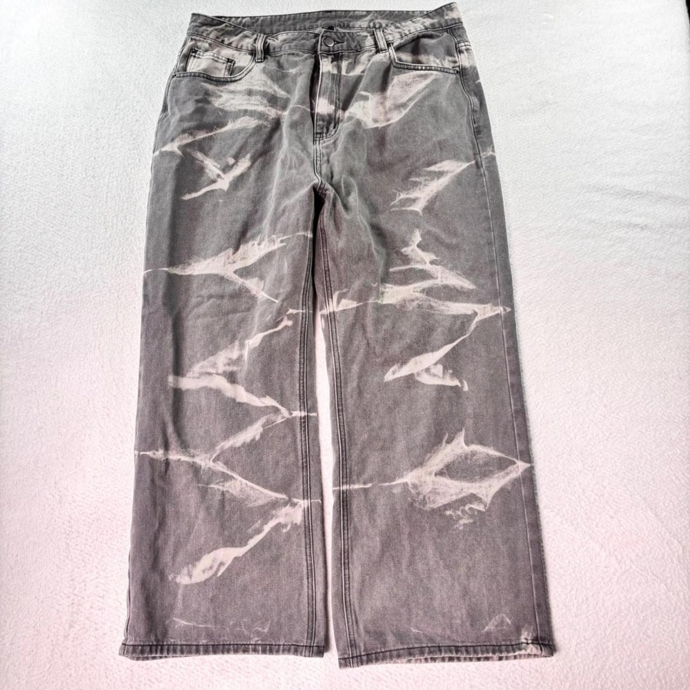 Cider Gray Acid Wash Wide Leg Jeans 1XL Y2K Streetwear Pants
